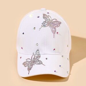 Rhinestone Butterfly Baseball Cap